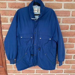 Vintage navy blue grandpa winter coat. Mens Large